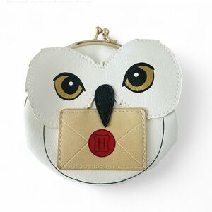 Harry Potter Hedwig Owl Kiss Lock White Coin Change Purse Hogwarts 5" White NWOT